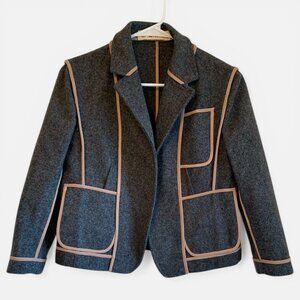 Marni Wool Cropped Jacket with pipping details, Size 38